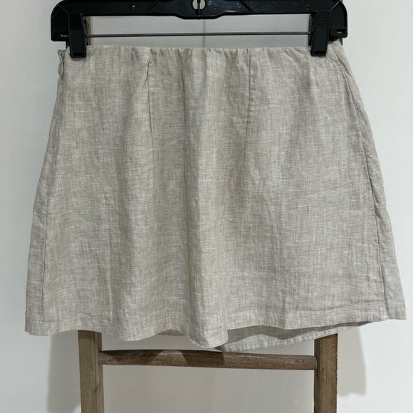 Quince European Linen High Rise Skort Flax Beige Side Zipper Size 2 Minimalist - Picture 7 of 14